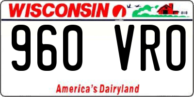 WI license plate 960VRO