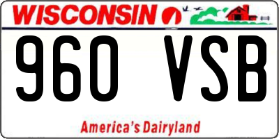 WI license plate 960VSB
