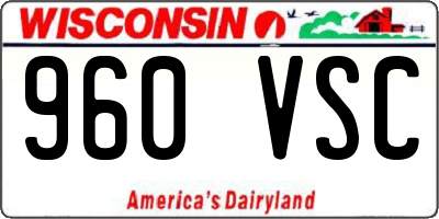 WI license plate 960VSC