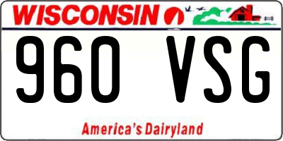 WI license plate 960VSG