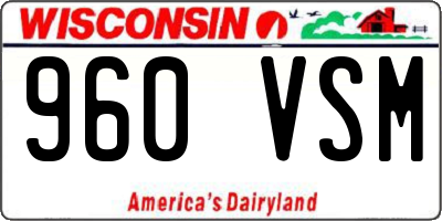 WI license plate 960VSM