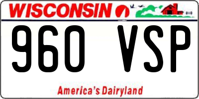 WI license plate 960VSP