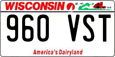 WI license plate 960VST