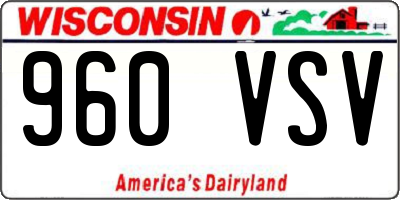 WI license plate 960VSV
