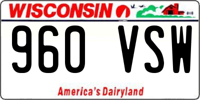 WI license plate 960VSW