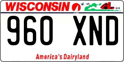 WI license plate 960XND