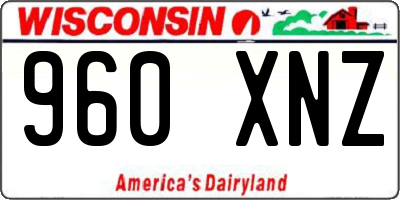 WI license plate 960XNZ