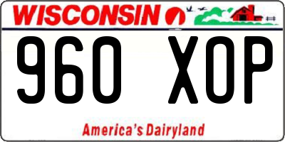 WI license plate 960XOP