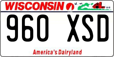 WI license plate 960XSD