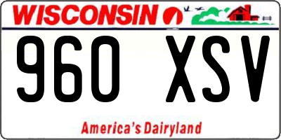 WI license plate 960XSV