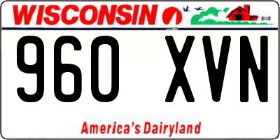 WI license plate 960XVN