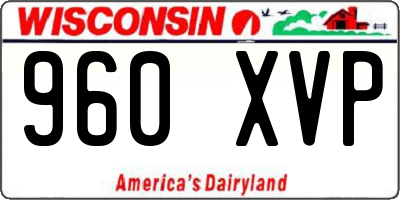WI license plate 960XVP