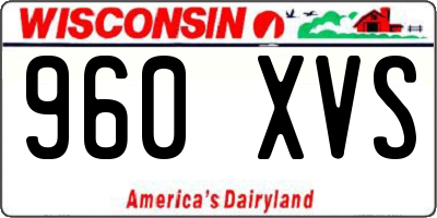 WI license plate 960XVS