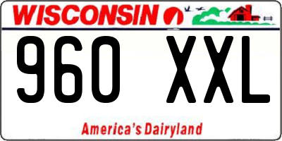 WI license plate 960XXL