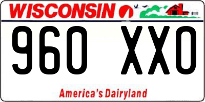 WI license plate 960XXO