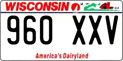 WI license plate 960XXV