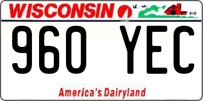WI license plate 960YEC