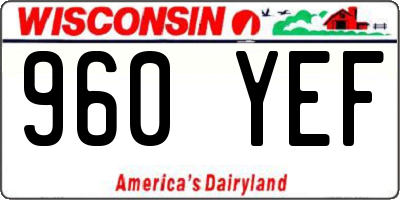 WI license plate 960YEF