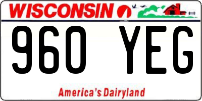 WI license plate 960YEG