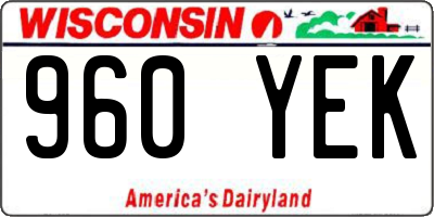WI license plate 960YEK