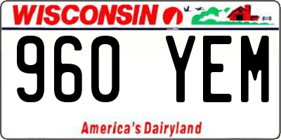 WI license plate 960YEM