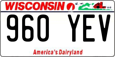 WI license plate 960YEV
