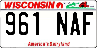 WI license plate 961NAF