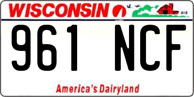 WI license plate 961NCF