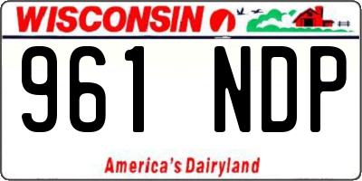 WI license plate 961NDP