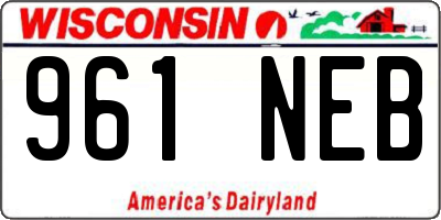 WI license plate 961NEB