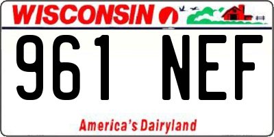 WI license plate 961NEF