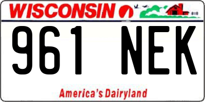 WI license plate 961NEK