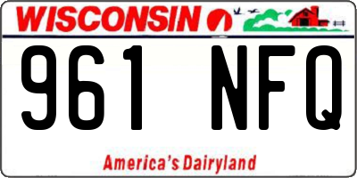 WI license plate 961NFQ