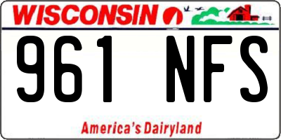WI license plate 961NFS