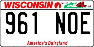 WI license plate 961NOE