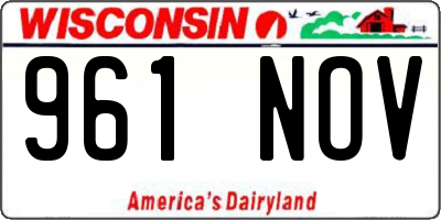 WI license plate 961NOV