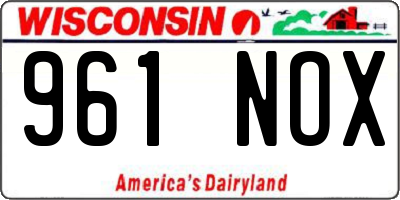 WI license plate 961NOX