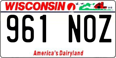 WI license plate 961NOZ
