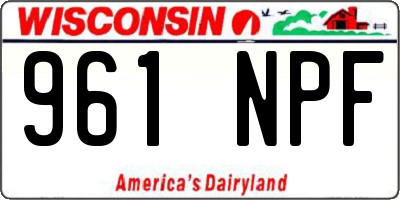 WI license plate 961NPF