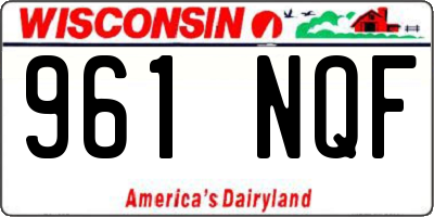 WI license plate 961NQF