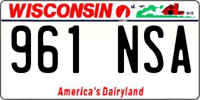 WI license plate 961NSA