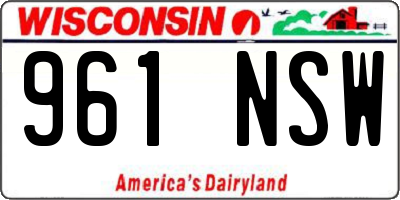 WI license plate 961NSW