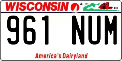 WI license plate 961NUM