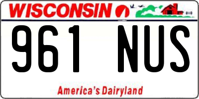 WI license plate 961NUS