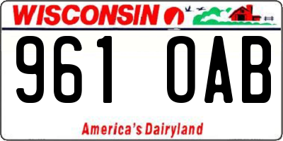 WI license plate 961OAB