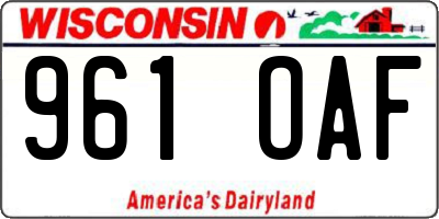 WI license plate 961OAF