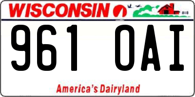 WI license plate 961OAI