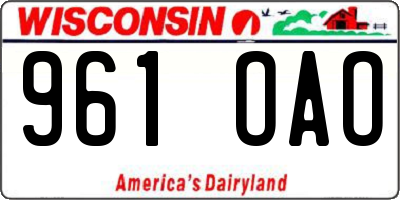 WI license plate 961OAO