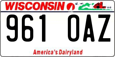 WI license plate 961OAZ