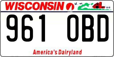 WI license plate 961OBD